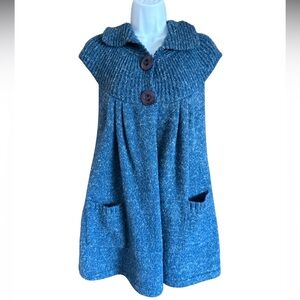 Vintage Circus Blue Marled Knit Housecoat Sweater Coat Women’s Size 12